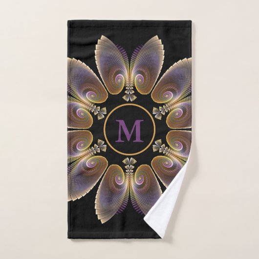 Ange Abstraite ailes Mandala Monogramme fractal (Serviette à main)