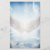 Ange ailes et nuages Monogramme Papeterie