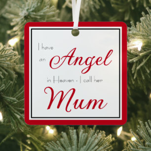 Ange au ciel Maman Mémoire Photo Ornement en Métal