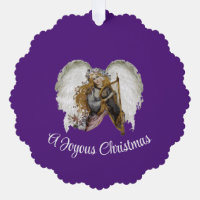 Ange Avec Carte Ornement Papier Harpe