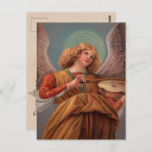 Ange avec carte postale violon (Devant / Derrière)