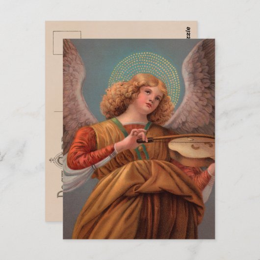 Ange avec carte postale violon (Devant / Derrière)