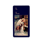 Ange avec cerf Noël Balise cadeau Stickers (Devant)