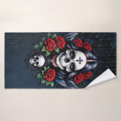 Ange crâne sucre avec Roses. (Serviette de bain)