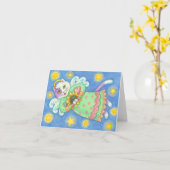 ANGE de CAT et blanc de CARTE de NOTE de CHOSES de (Fleur jaune)