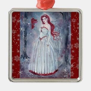 ange de l'hiver avec ornement de Noël cardinal