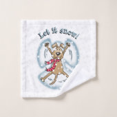 Ange de neige Chien Amusant mignon Noël Vacances a (Gant de toilette)