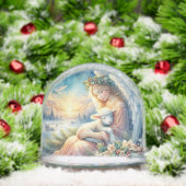 Ange de Noël avec agneau en paix en hiver (Noël)