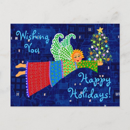 Ange de Noël avec arbre une carte postale de vacan (Devant)