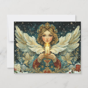 Ange de Noël avec carte de vœux de vacances à la b