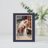 Ange de Noël avec carte postale Vintage cerf (Debout devant)