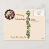 Ange de Noël avec carte postale Vintage cerf (Dos)