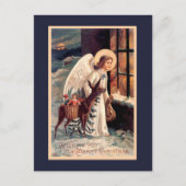 Ange de Noël avec carte postale Vintage cerf (Devant)