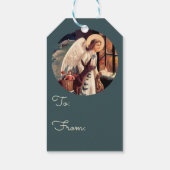 Ange de Noël avec cerfs étiquettes cadeaux (Dos)