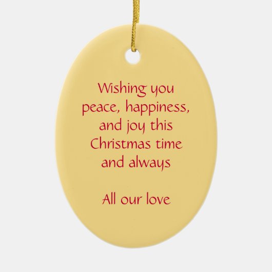 Ange de Noël paix, bonheur ornement rouge (Devant)