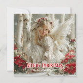 ange de Noël rustique éditable carte de vœux festi (Devant)