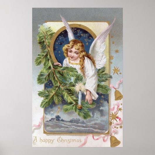 Ange de Noël Vintage Affiche de décoration de vaca (Devant)