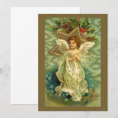 Ange de Noël Vintage avec Gold Stars Invitation (Devant / Derrière)