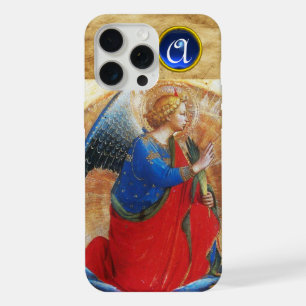 ANGE EN OR ROUGE ET BLEU AVEC MONOGRAMME EN PIERRE