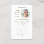 Ange Funéraire Du Seigneur Prière Cartes De Sympat (Dos)