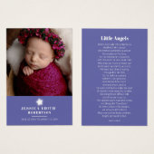 Ange funéraire étoile blanche poème photo signet (Devant & derrière)