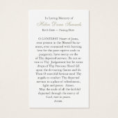 Ange Funeral Loss Memorial Prayer Cartes de Sympat (Dos)