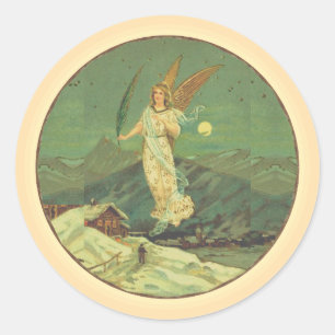 Ange Gardien Au-Dessus De La Ville Sticker Rond Cl