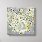 Ange Gardien Blanc Enveloppé Toile Mur Art (Recto)