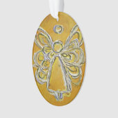 Ange Gardien Jaune Cadeau Ornement de vacances (devant)