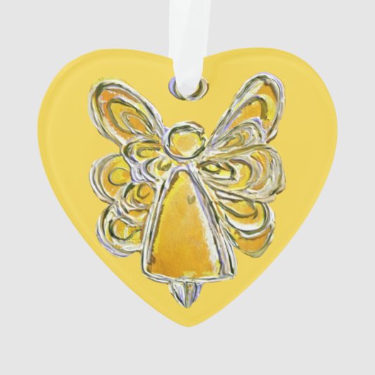 Ange Gardien Jaune Ornement Pendentif de Noël (dos)