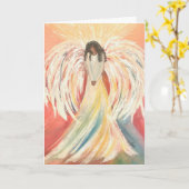 Ange humble, carte de vœux pliée 5" x 7" (Fleur jaune)