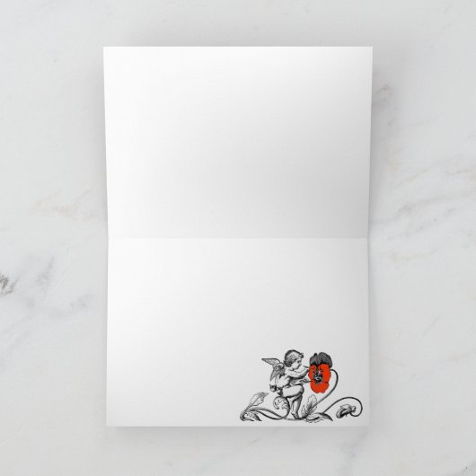 ANGE PEINTURE D'UN MONOGRAMME À FLEURS ROUGES (Intérieur)