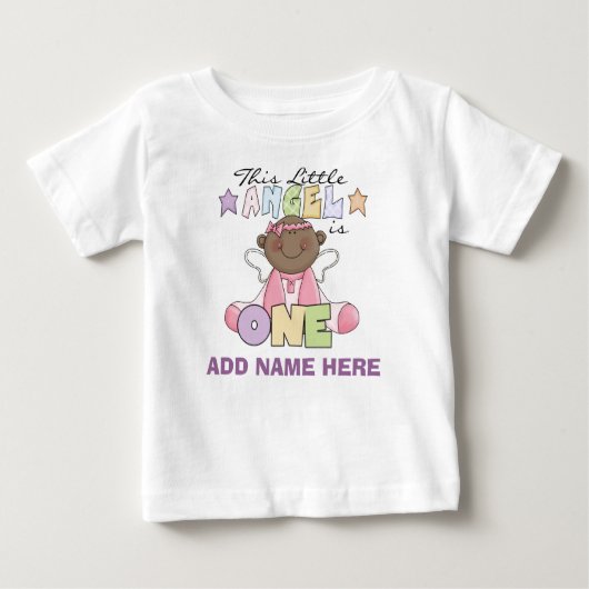 Ange personnalisé fille 1er Anniversaire Tshirt (Devant)