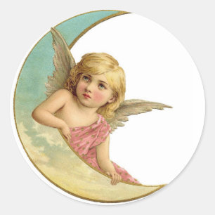 Ange sur les autocollants de lune