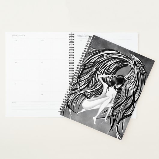 Ange tombé gris monochrome (Devant avec enveloppe)