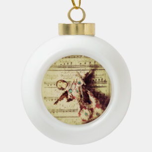 Ange vintage sur musique ornement céramique