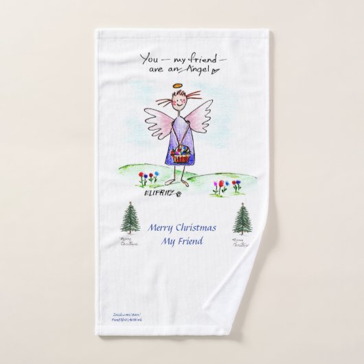 Ange violet de Noël Dessin "You My Friend"    (Serviette à main)