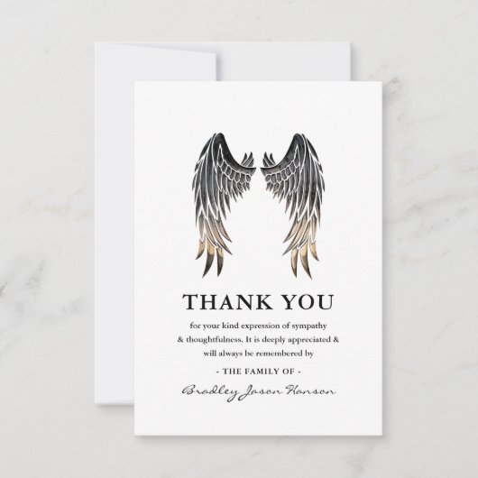 Ange Wings Funeral Merci Note (Devant)