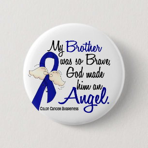 Angel 2 Brother Colon Cancer Ronde Button 5,7 Cm