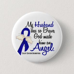 Angel 2 Husband Colon Cancer Ronde Button 5,7 Cm