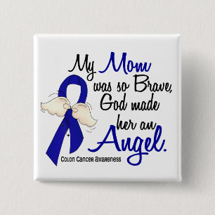 Angel 2 Mam Colon Cancer Vierkante Button 5,1 Cm