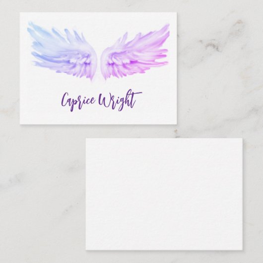 Angel ailes violet carte de visite psychique (Devant / Derrière)