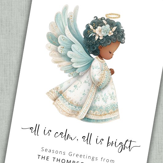 Angel All is Calm All is Bright Kerstfeest Feestdagenkaart
