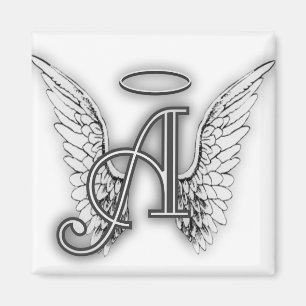 Angel Alphabet A Initiaal Latter Wings Halo Magneet