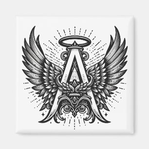 Angel Alphabet A Initiaal Latter Wings Halo Magneet