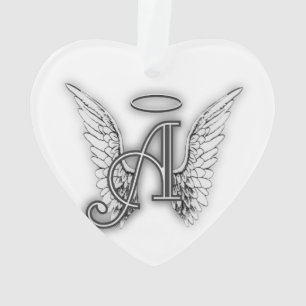 Angel Alphabet A Initiaal Latter Wings Halo Ornament