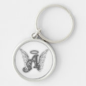Angel Alphabet A Initiaal Latter Wings Halo Sleutelhanger (Voorkant)