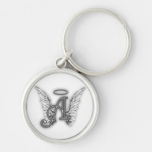 Angel Alphabet A Initiaal Latter Wings Halo Sleutelhanger