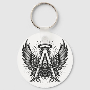 Angel Alphabet A Initiaal Latter Wings Halo Sleutelhanger