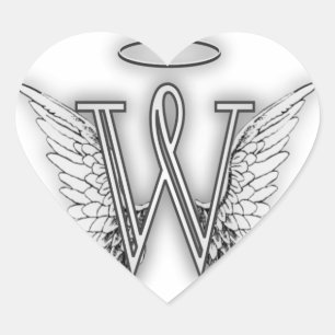 Angel Alphabet B Initiaal Letter Wings Halo Hart Sticker
